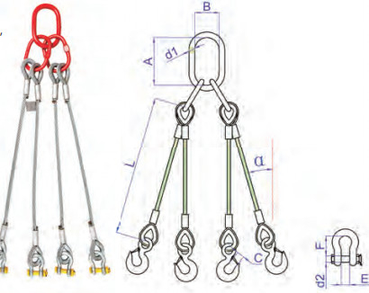 48mm Four-Leg Steel Wire Rope Slings Heavy-Duty Lifting Solutions